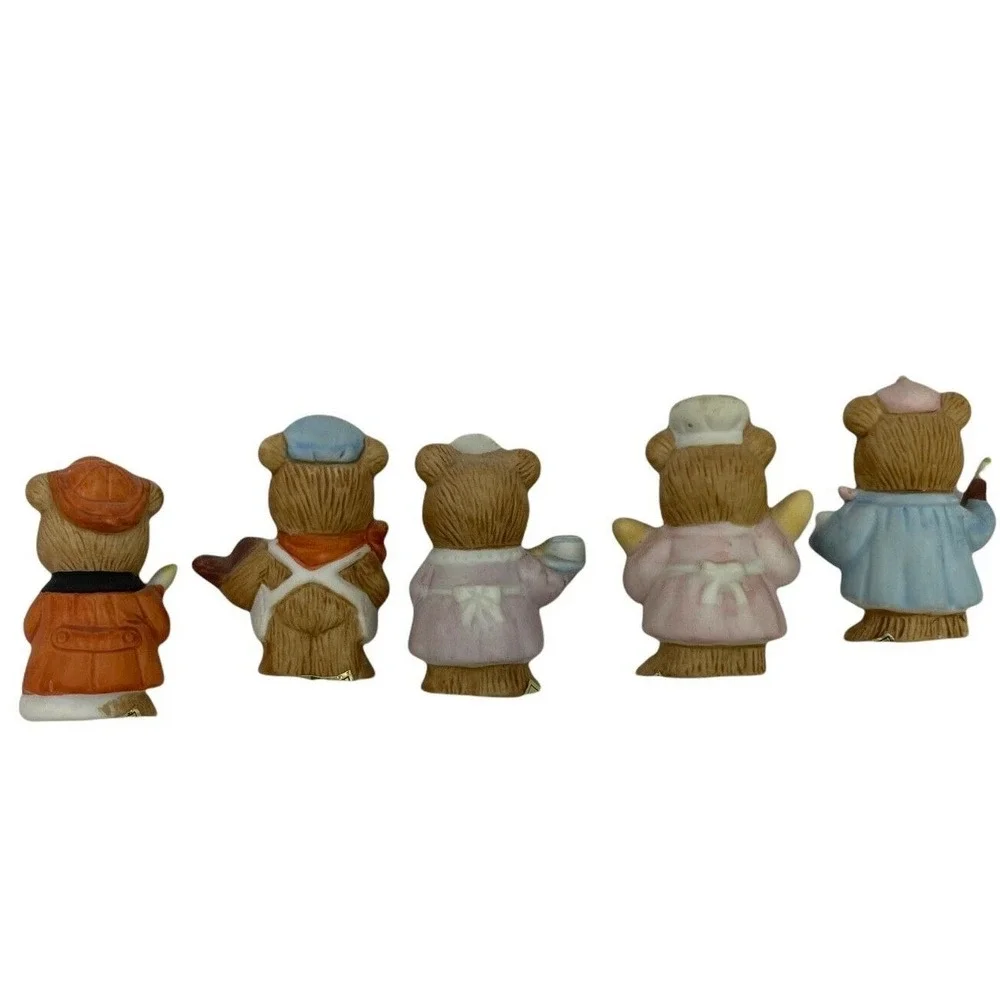 5 Homco Career Professional Bears Home Interior Figurines #8820 Fireman‎ Baker
